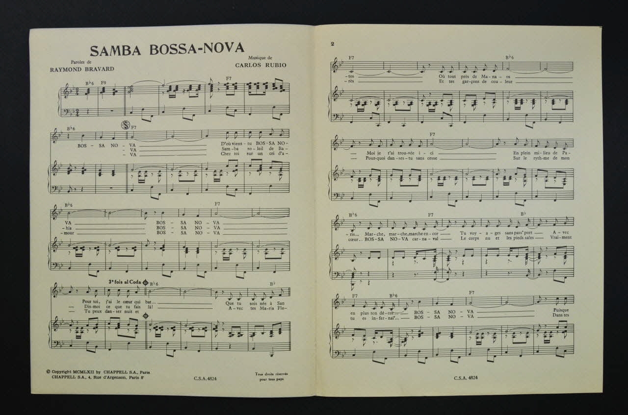 Raymond Bravard ; Carlos Rubio ; Annie Cordy ; Chappell S.A.; chanson petit format 1962 1969.88.654 Photo Mucem