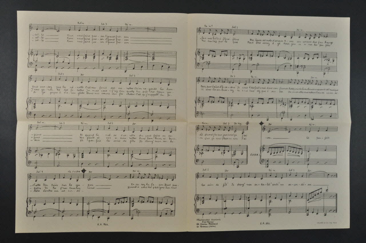 partition de musique D'la valse dans ma musette 1969.88.68 Photo Mucem