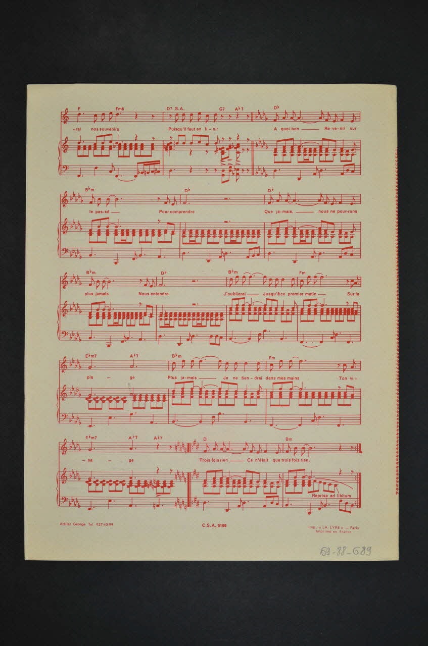 partition de musique petit format 1969.88.689 Photo Mucem