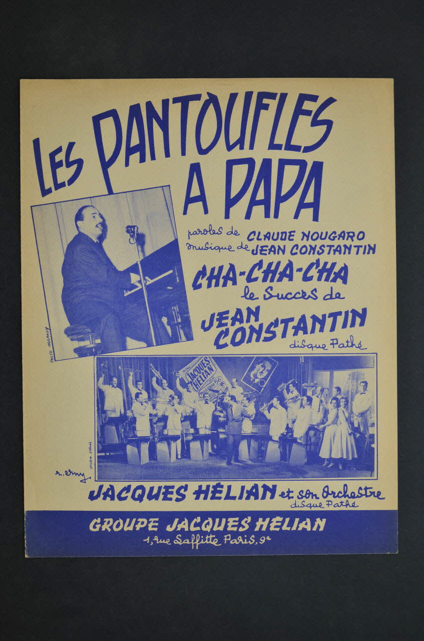 Claude Nougaro ; Jean Constantin ; Jacques Hélian ; Groupe Jacques Hélian; chanson petit format 1956 1969.88.713 Photo Mucem