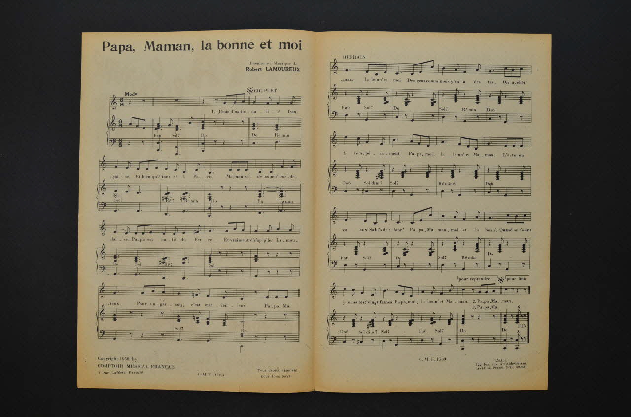 Robert Lamoureux ; Comptoir Musical Français chanson petit format 1950 1969.88.716 Photo Mucem