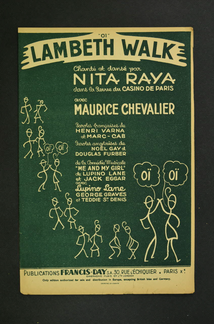 NoëL Gay ; Douglas Furber ; Henri Varna ; Marc Cab ; Maurice Chevalier ; Francis-Day; chanson petit format 1938 1969.88.773 Photo Mucem