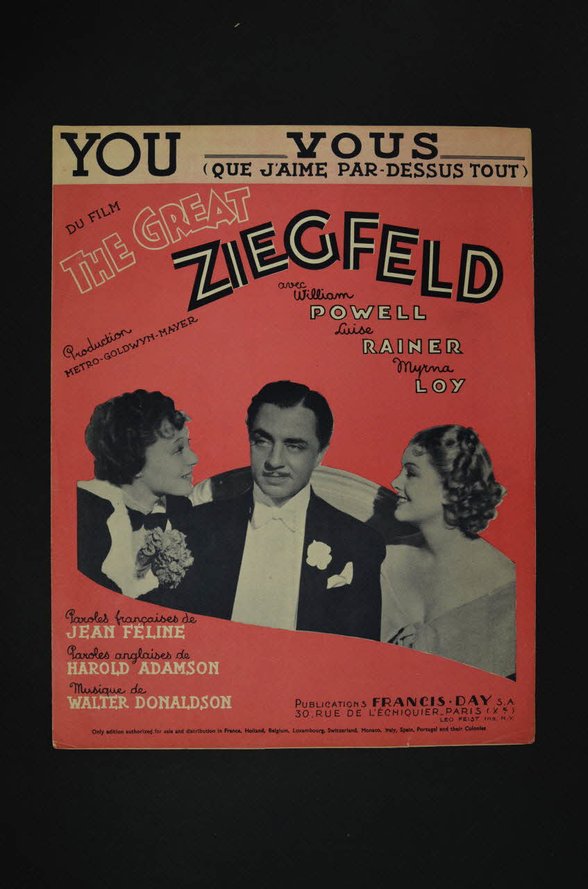 Harold Adamson ; Jean Féline ; Walter Donaldson ; Francis Day chanson petit format 1936 1969.88.848 Photo Mucem