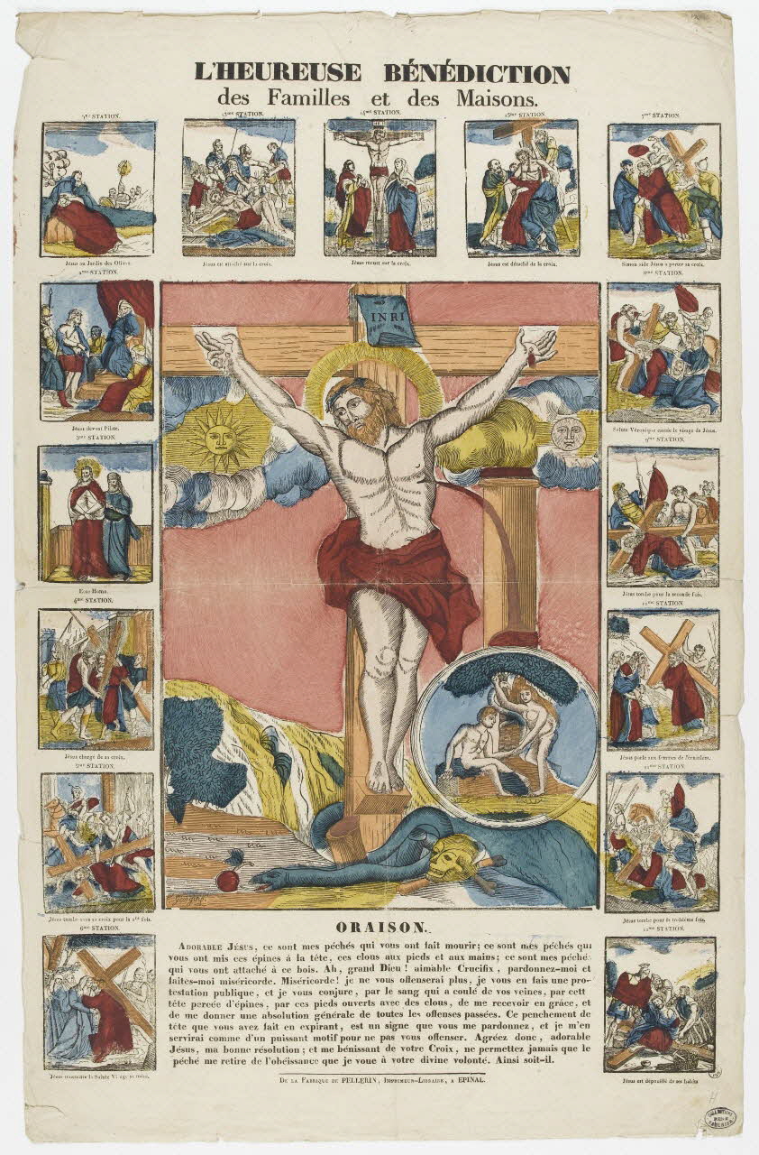 François Georgin ; Pellerin estampe L'HEUREUSE BENEDICTION  des Familles et des Maisons. Lorraine, France 1840 1950.39.445 Photo PHOTO RMN - THIERRY LE MAGE