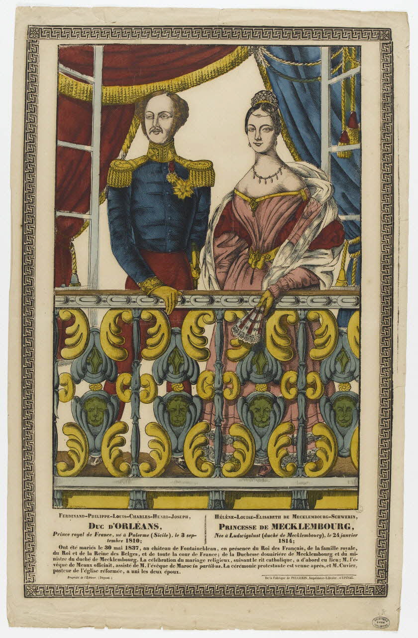 Nicolas Wendling ; Pellerin estampe DUC D'ORLEANS, PRINCESSE DE MECKLEMBOURG, Lorraine, France 1837 1950.39.763 Photo PHOTO RMN - THIERRY LE MAGE