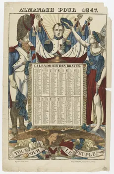 Pellerin calendrier ALMANACH POUR 1847. CALENDRIER DES BRAVES. Lorraine, France 1846 1950.39.787 Photo PHOTO RMN - THIERRY LE MAGE