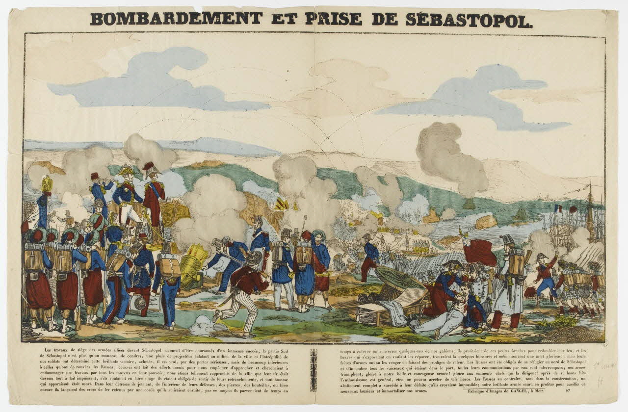Charles Nicolas Gangel estampe BOMBARDEMENT ET PRISE DE SEBASTOPOL. Lorraine, France 1855 1950.39.855 Photo PHOTO RMN - THIERRY LE MAGE