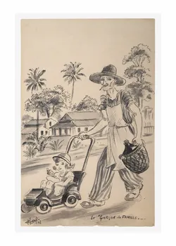 Francis Lagrange partie d'un ensemble de dessins Le "GARCON de FAMILLE".... Guyane, France 1947 2001.42.11 Photo