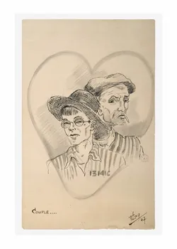 Francis Lagrange partie d'un ensemble de dessins COUPLE.... Guyane, France 1947 2001.42.21 Photo Mucem/ Yves Inchierman