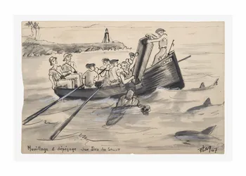 Francis Lagrange partie d'un ensemble de dessins Mouillage & dépéçage aux Iles du SALUT Guyane, France 1947 2001.42.22 Photo Mucem / Yves Inchierman