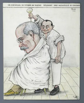 L.K. dessin UN CHEVALIER DU PEIGNE AU BAGNE SOIGNANT UNE NOTABILITE DE CAYENNE Guyane, France 1920-1924 2001.41.34 Photo Mucem/Christophe Fouin
