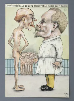 L.K. dessin LA VISITE MEDICALE DU CAMP PASSEE PAR LE MEDECIN CHEF A CAYENNE  DR LEGER Guyane, France 1920-1924 2001.41.40 Photo Mucem/Christophe Fouin