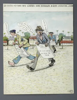 L.K. dessin LES PETITS METIERS DES LIBERES SANS RESSOURCES A LEUR LIBERATION a CAYENNE Guyane, France 1918-1922 2001.41.42 Photo Mucem/Christophe Fouin