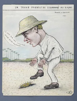 L.K. dessin UN JEUNE PARRICIDE COURONNE AU BAGNE Guyane, France 1922 2001.41.61 Photo Mucem/Christophe Fouin