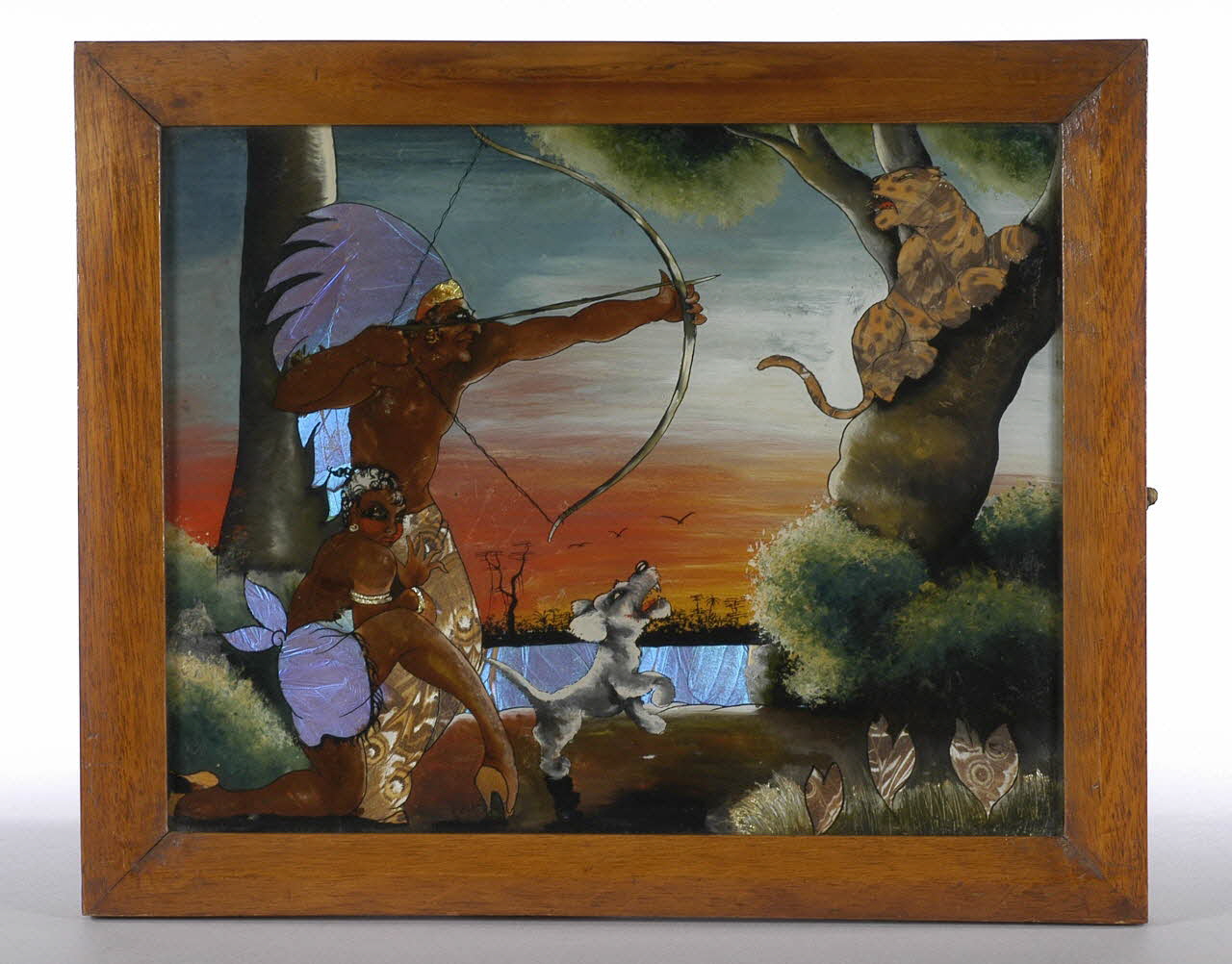 peinture sous verre Chasse au jaguar Guyane, France 1920-1924 2001.41.9 Photo