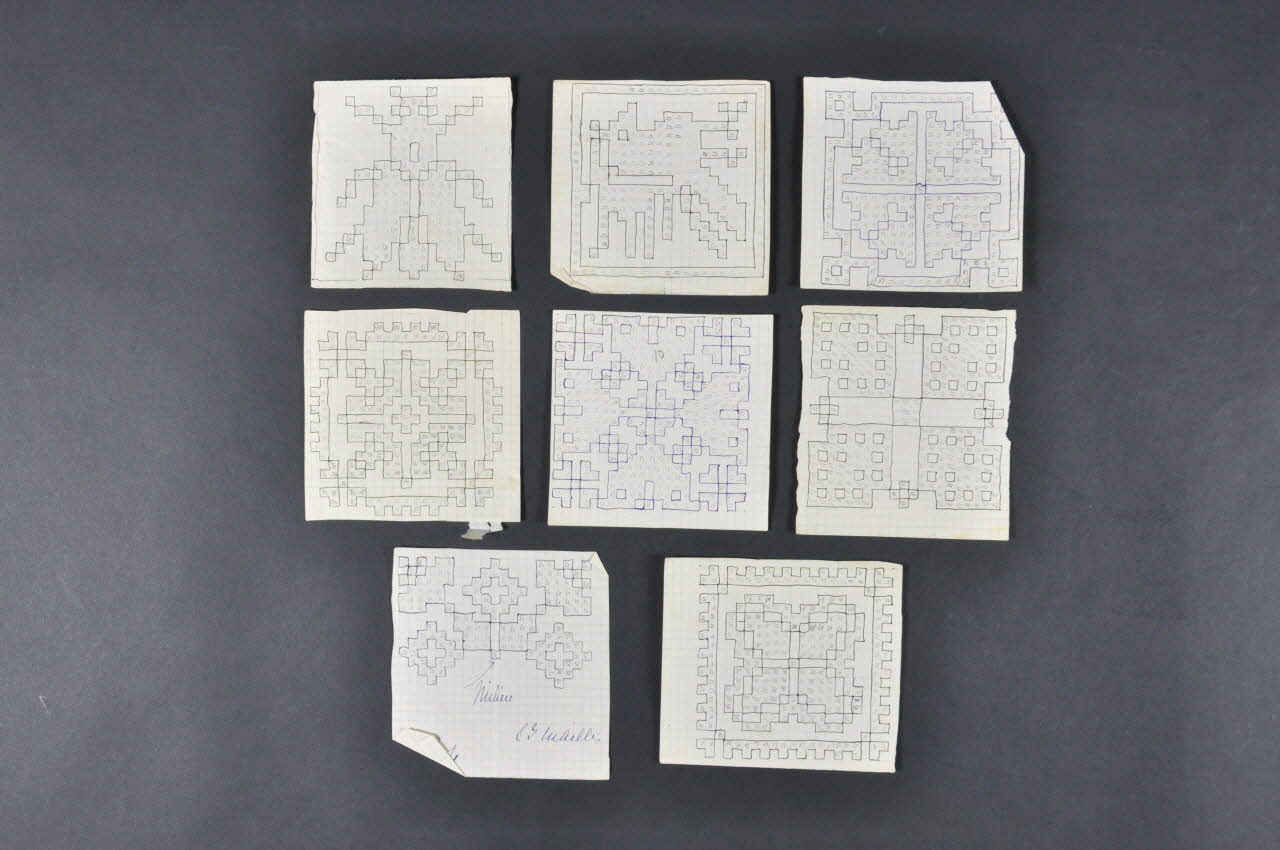 MODELE DE BRODERIE Modèles de travaux de fils 1977.82.44.58-65 Photo Mucem