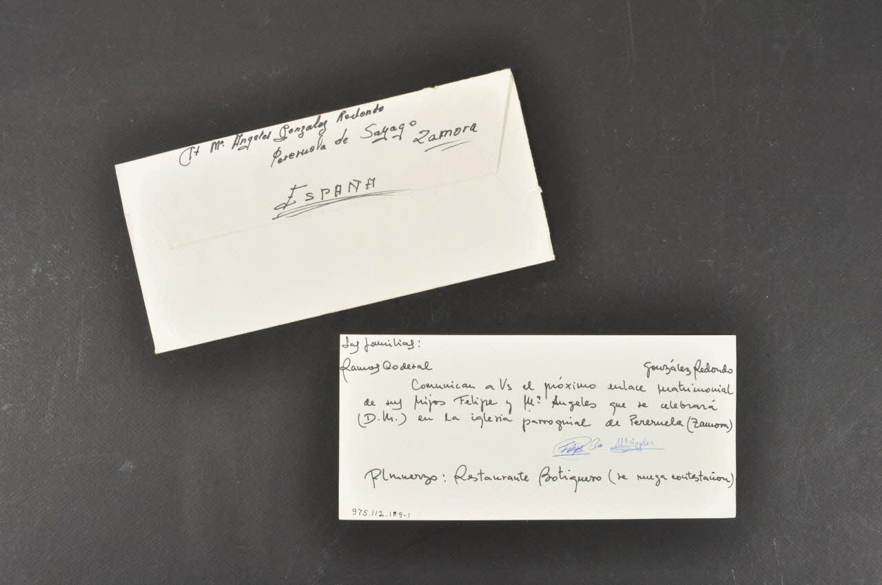 FAIRE-PART DE MARIAGE DMH1975.112.109.1-2 Photo Mucem