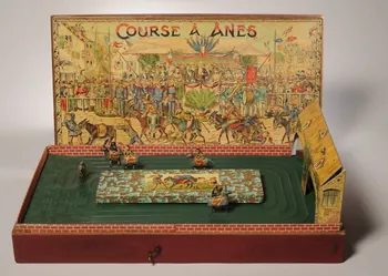 Saussine frères éditeurs ; Serre E. boîte de jeu COURSE A ÂNES  NOUVEAU GENRE DE JEU DE SOCIETE Paris 1909 1999.29.3.1-9  Photo