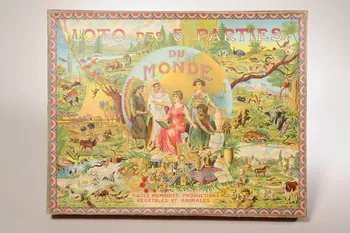 Saussine frères éditeurs ; Serre E. boîte de jeu LOTO DES 5 PARTIES  DU  MONDE Paris 1895-1905 2000.4.1.1-130 Photo