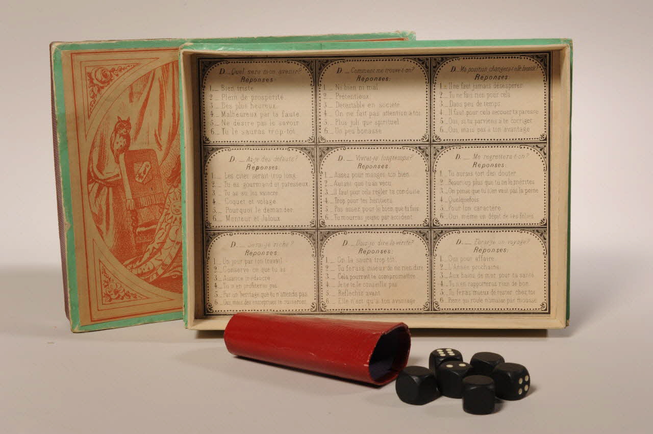 Saussine frères éditeurs ; Léonce Schérer boîte de jeu LES DES ENCHANTES Paris 1875-1885 2003.22.5.1-9 Photo