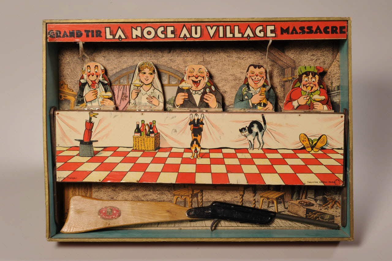 Saussine frères éditeurs boîte de jeu GRAND TIR LA NOCE AU VILLAGE MASSACRE Paris 1910-1920 2004.28.1.1-2 Photo