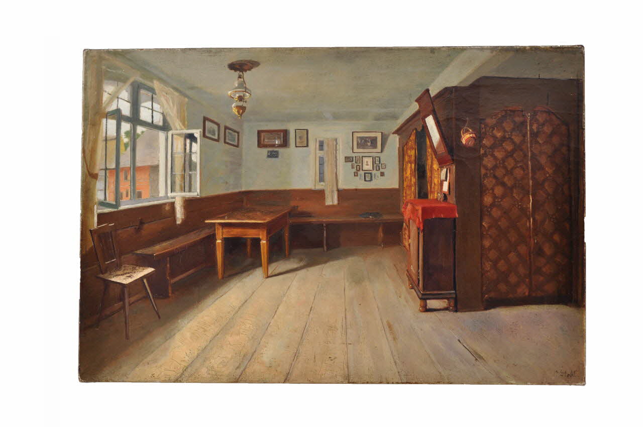 Emile Stahl tableau Vue d'intérieur alsacien, dit aussi chambre avec alcôve France 1907-1938 1984.1.1 Photo Mucem