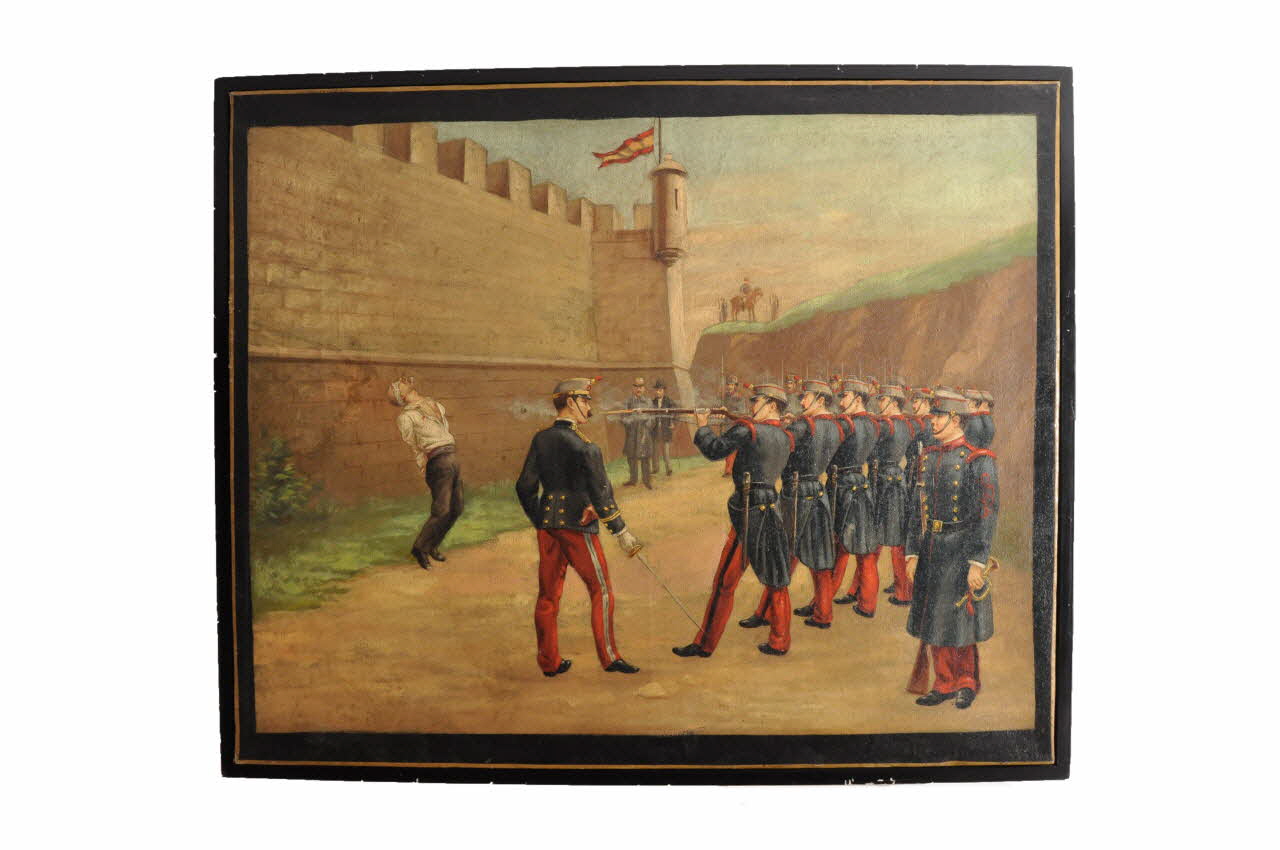 Anonyme tableau La fusillade des anarchistes de Barcelone Bretagne, France 1925-1940 1983.39.1 Photo Mucem