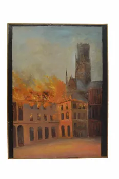 Anonyme peinture Incendie de Saint-Jacques-du-Haut-Pas Bretagne, France 1925-1940 1983.39.17 Photo Mucem