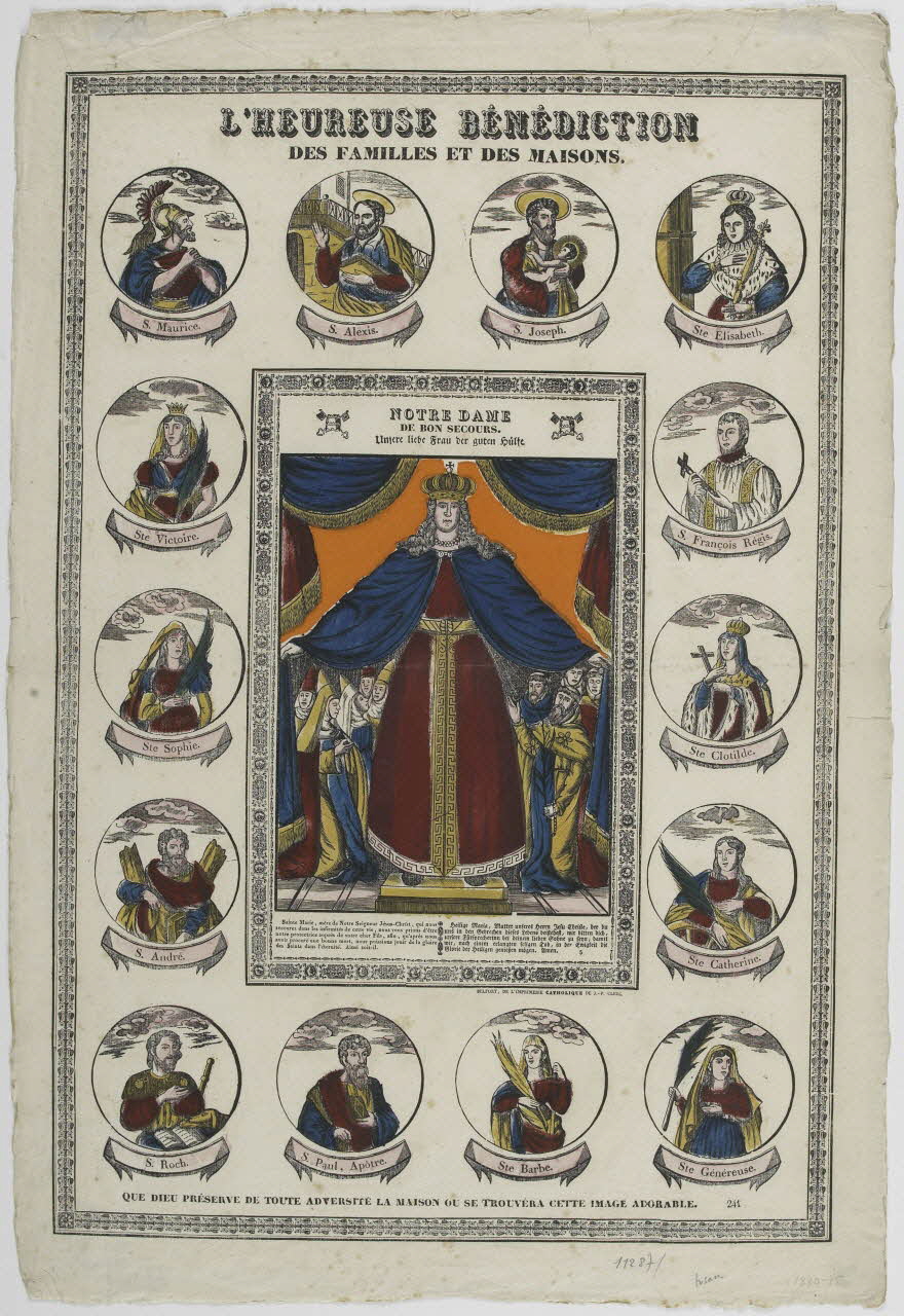 Jean-Pierre Clerc imagerie ancienne L'HEUREUSE BENEDICTION  DES FAMILLES ET DES MAISONS. France 1830-1842 1950.21.676 Photo RMN-Grand Palais (Mucem)