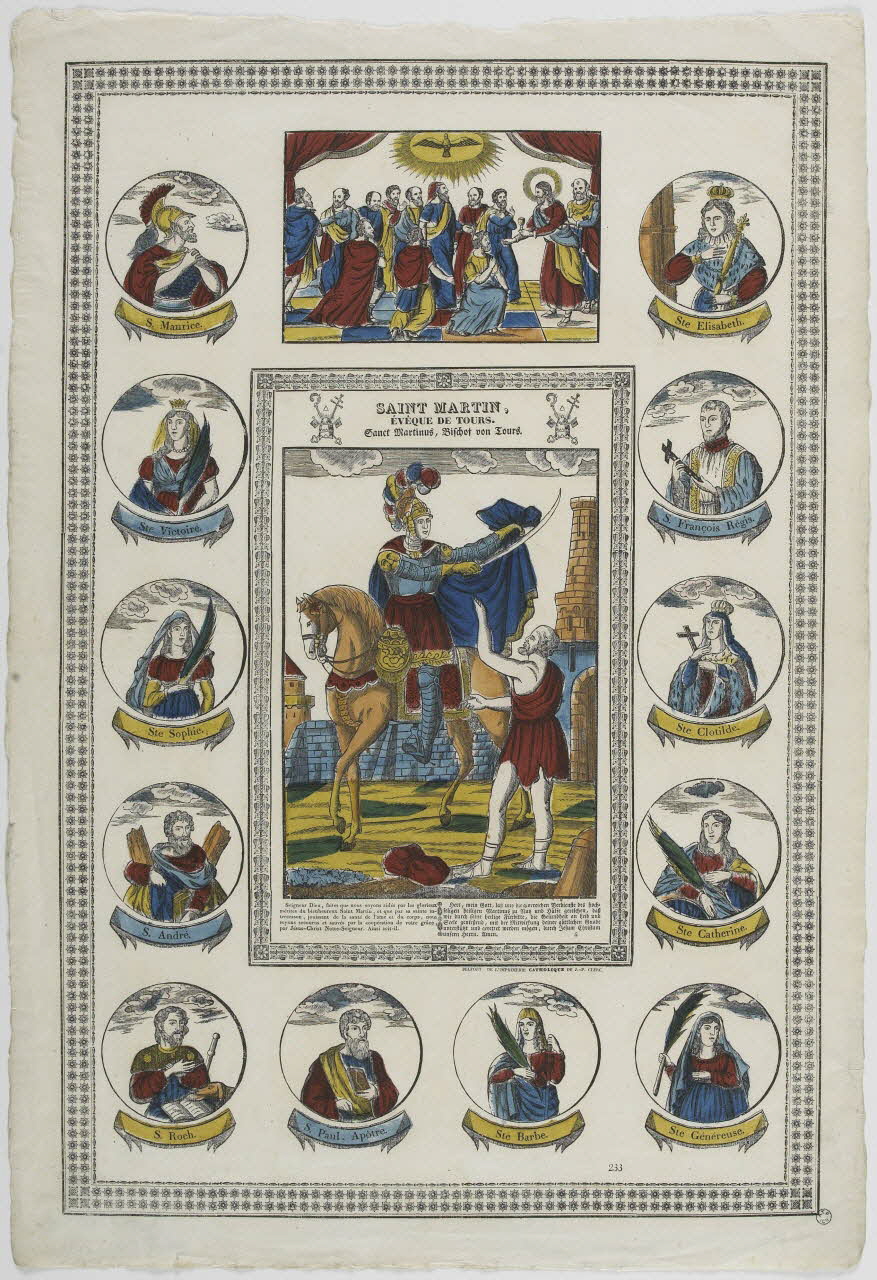 Jean-Pierre Clerc imagerie ancienne SAINT MARTIN,  EVEQUE DE TOURS. Belfort 1830-1842 1963.35.6 Photo RMN-Grand Palais (Mucem)