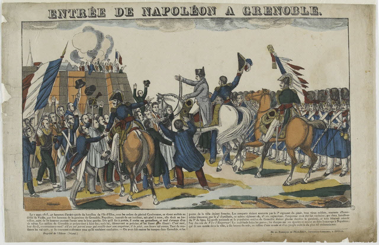 François Georgin ; Nicolas Pellerin ; Vadet Pierr imagerie ancienne ENTREE DE NAPOLEON A GRENOBLE. Lorraine, France 1835 1965.75.268 Photo RMN-Grand Palais (Mucem)
