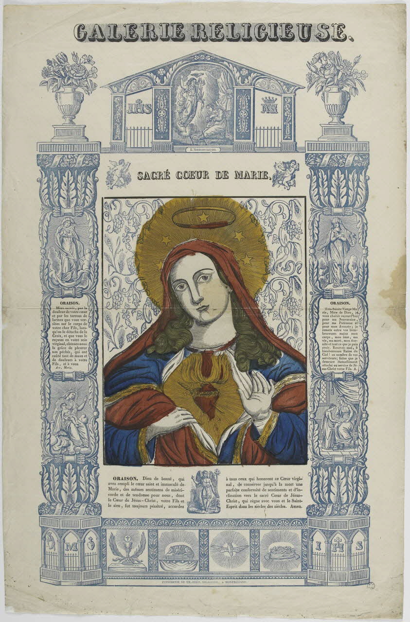 Théophile- Frédéric Deckherr imagerie ancienne GALERIE RELIGIEUSE.  SACRE COEUR DE MARIE. Montbéliard 1830-1837 1965.75.688 Photo RMN-Grand Palais (Mucem)