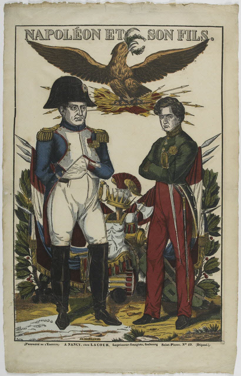 Jean-Baptiste Thiébault ; Hubert Jacques-Prosper-Stanislas,  Lacour Prosper (dit imagerie ancienne NAPOLEON ET SON FILS. Nancy 1830-1832 1965.75.731 Photo RMN-Grand Palais (Mucem)