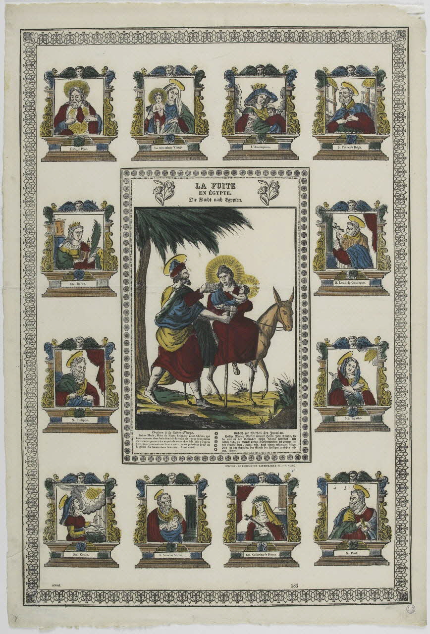 Gondelfinger Louis ; Clerc Jean Pierre imagerie ancienne LA FUITE  EN EGYPTE. Belfort 1833-1842 1986.81.48 Photo RMN-Grand Palais (Mucem)