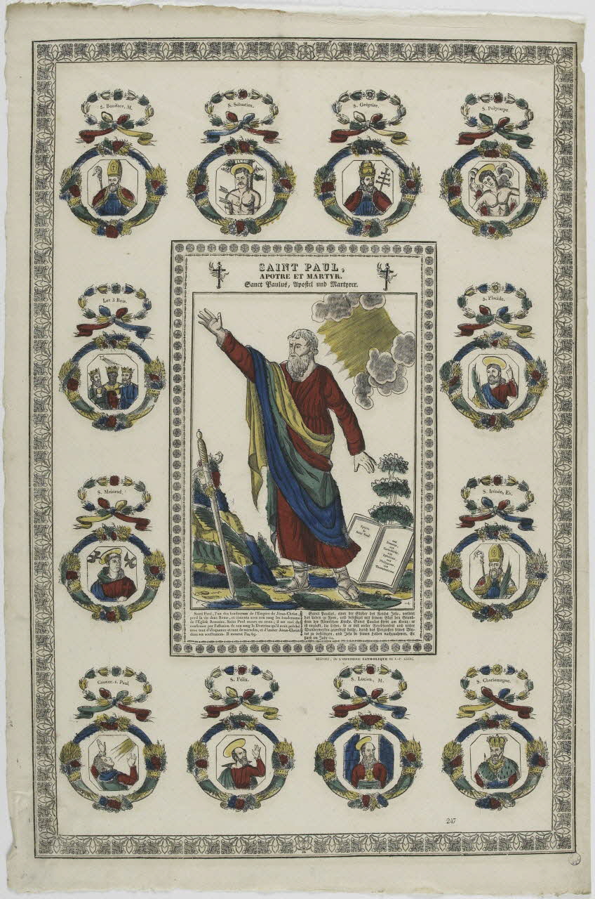 Jean-Pierre Clerc imagerie ancienne SAINT PAUL,  APOTRE ET MARTYR. Belfort 1831-1842 1986.81.49 Photo RMN-Grand Palais (Mucem)