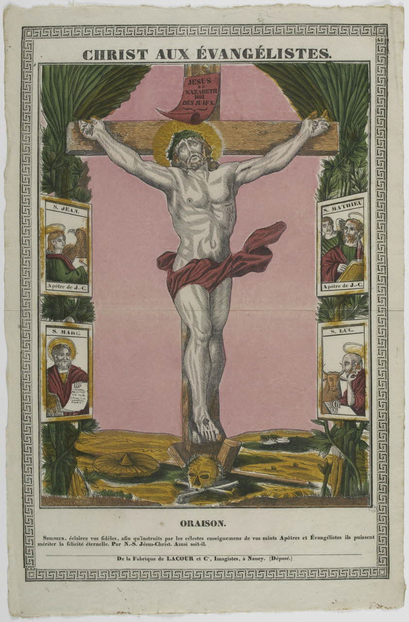 Jean-Baptiste Thiébault ; Hubert Jacques-Prosper-Stanislas,  Lacour Prosper (dit imagerie ancienne CHRIST AUX EVANGELISTES. Nancy 1835 1965.75.761 Photo RMN-Grand Palais (Mucem)