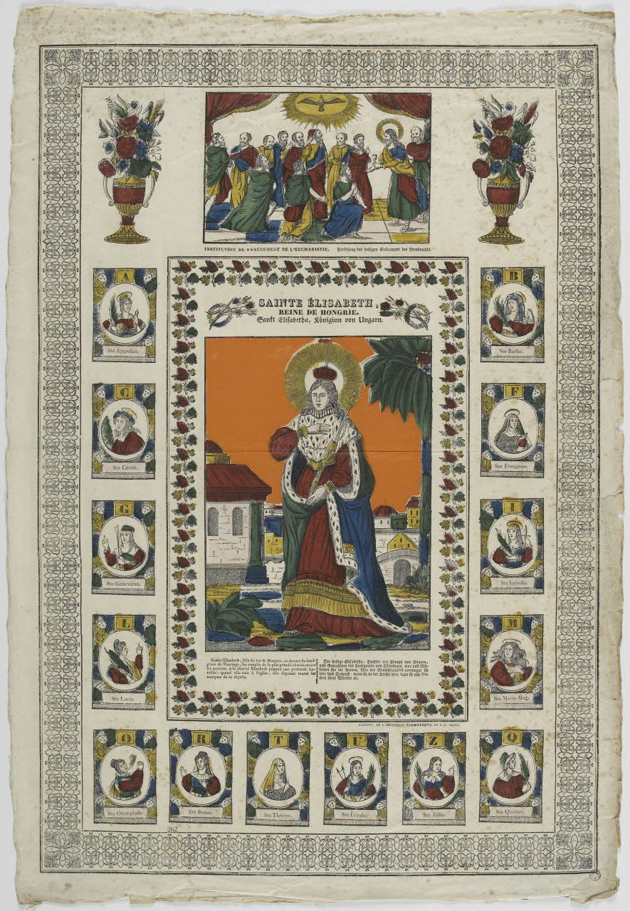 Jean-Pierre Clerc imagerie ancienne SAINTE ELISABETH,  REINE DE HONGRIE. Belfort 1830-1842 1968.93.5 Photo RMN-Grand Palais (Mucem)