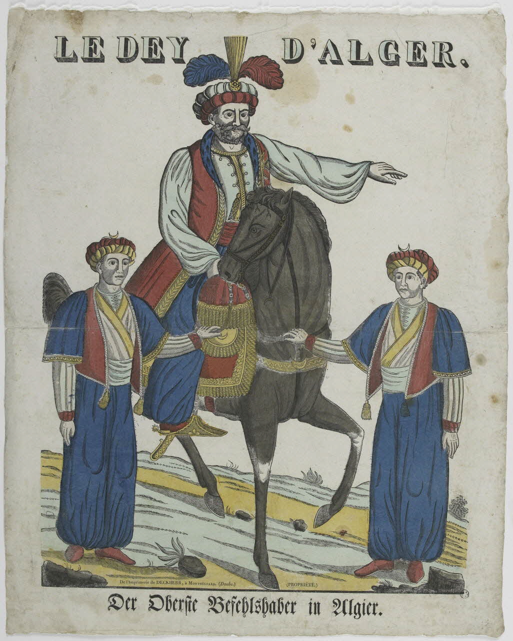 Boulay , Charles ; Théophile- Frédéric Deckherr ; Rodolphe Henri Deckherr imagerie ancienne LE DEY D'ALGER. Montbéliard 1830 1968.93.6 Photo RMN-Grand Palais (Mucem)