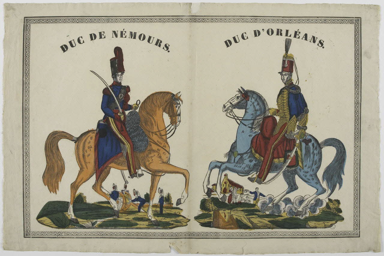 Gondenfilger Louis ; Théophile- Frédéric Deckherr imagerie ancienne DUC DE NEMOURS.  DUC D'ORLEANS. Montbéliard 1830-1837 1969.4.12 Photo RMN-Grand Palais (Mucem)