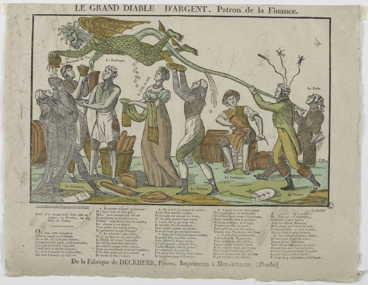 Boulay , Charles ; Théophile- Frédéric Deckherr ; Rodolphe Henri Deckherr imagerie ancienne LE GRAND DIABLE D'ARGENT, Patron de la Finance. Montbéliard 1813-1837 1951.30.22 Photo RMN-Grand Palais (Mucem)