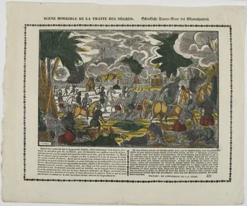 Gondelfinger Louis ; Jean-Pierre Clerc imagerie ancienne SCENE HORRIBLE DE LA TRAITE DES NEGRES Belfort 1833-1842 1952.39.167  Photo RMN-Grand Palais (Mucem)