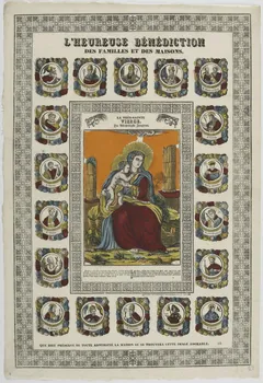 Clerc Jean Pierre imagerie ancienne L'HEUREUSE BENEDICTION  DES FAMILLES ET DES MAISONS.  LA TRES SAINTE  VIERGE. Belfort 1830-1842 1986.81.51 Photo RMN-Grand Palais (Mucem)