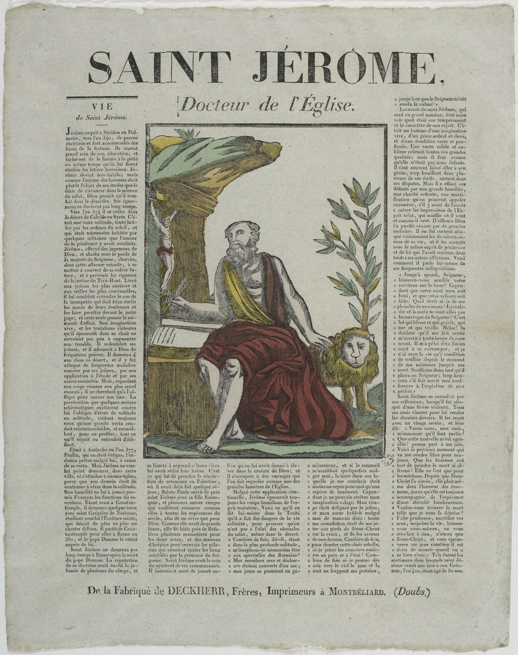 Théophile- Frédéric Deckherr ; Rodolphe Henri Deckherr imagerie ancienne SAINT JEROME,  Docteur de l'Eglise. Montbéliard 1813-1837 1963.13.7 Photo RMN-Grand Palais (Mucem)
