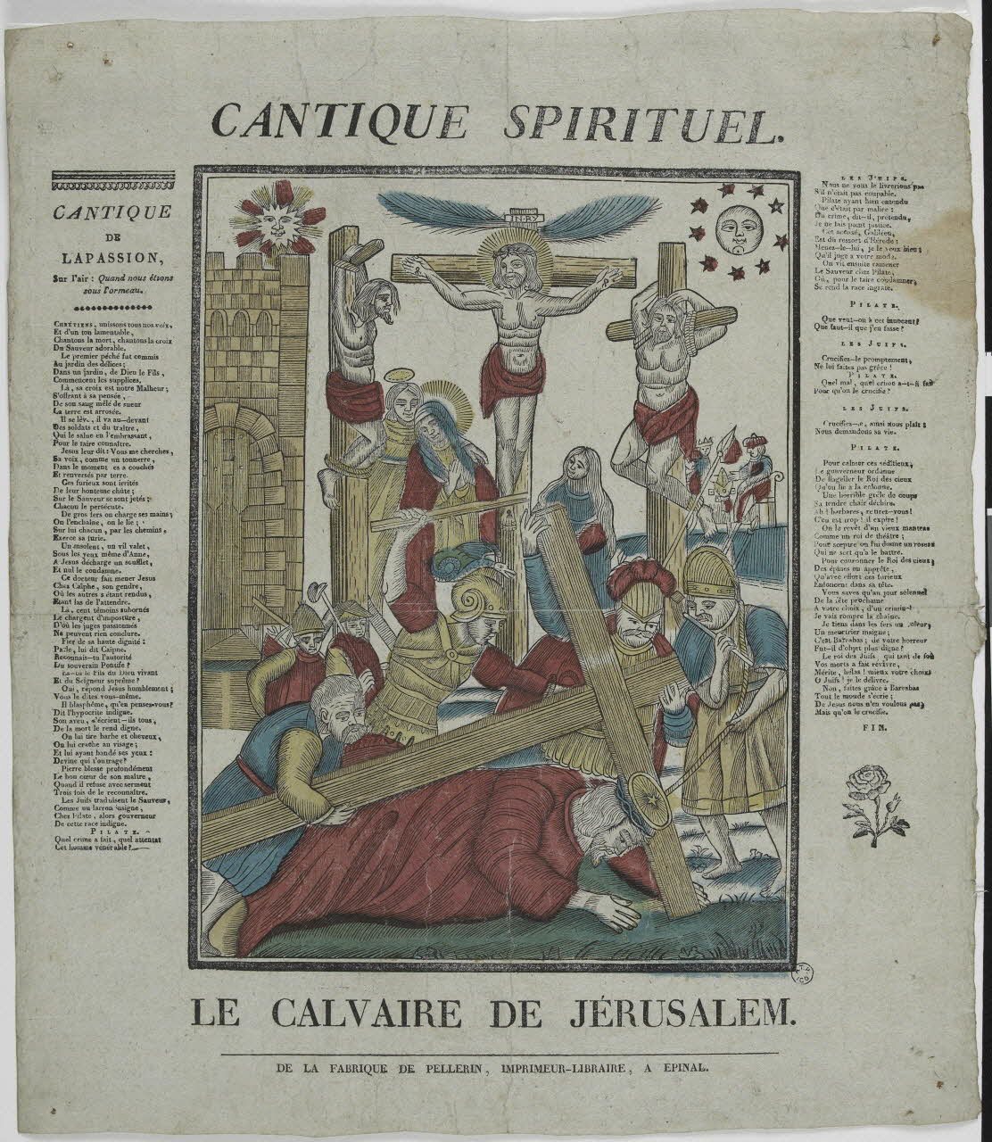 Nicolas Pellerin ; Vadet Pierre-Germain imagerie ancienne CANTIQUE SPIRITUEL.  LE CALVAIRE DE JERUSALEM. Lorraine, France 1821 1965.75.318 Photo RMN-Grand Palais (Mucem)