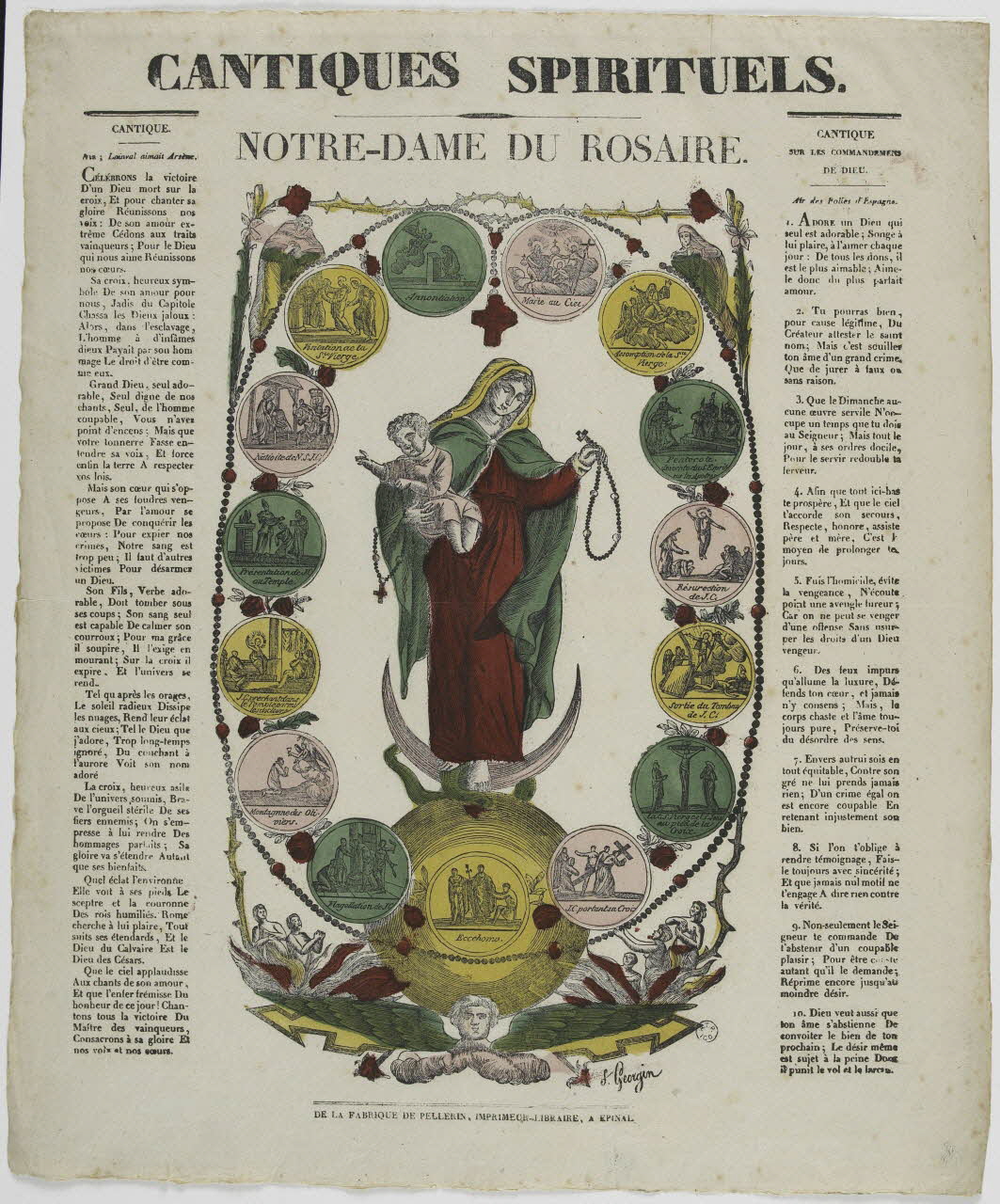 François Georgin ; Pellerin imagerie ancienne CANTIQUES SPIRITUELS.  NOTRE-DAME DU ROSAIRE. Lorraine, France 1819-1837 1965.75.328 Photo RMN-Grand Palais (Mucem)