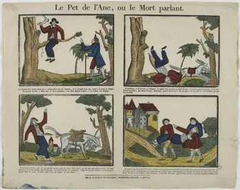 François Georgin ; Nicolas Pellerin ; Vadet Pierr imagerie ancienne Le Pet de l'Ane, ou le Mort parlant. Lorraine, France 1822 1965.75.377 Photo RMN-Grand Palais (Mucem)