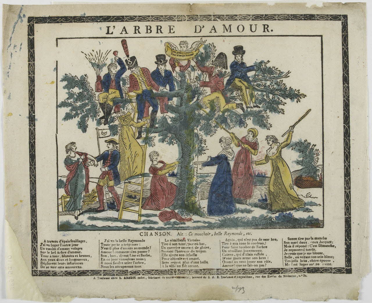 Louis Abadie imagerie ancienne L'ARBRE D'AMOUR. Toulouse 1815-1823 1985.59.10 Photo RMN-Grand Palais (Mucem)