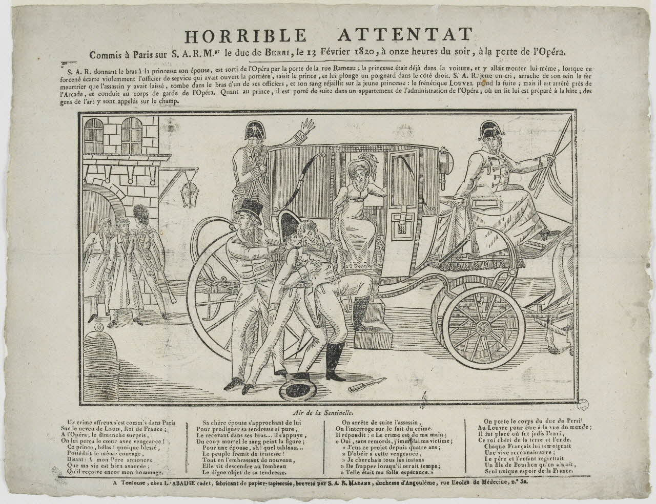 Louis Abadie imagerie ancienne HORRIBLE ATTENTAT Toulouse 1820 1965.75.833 Photo RMN-Grand Palais (Mucem)