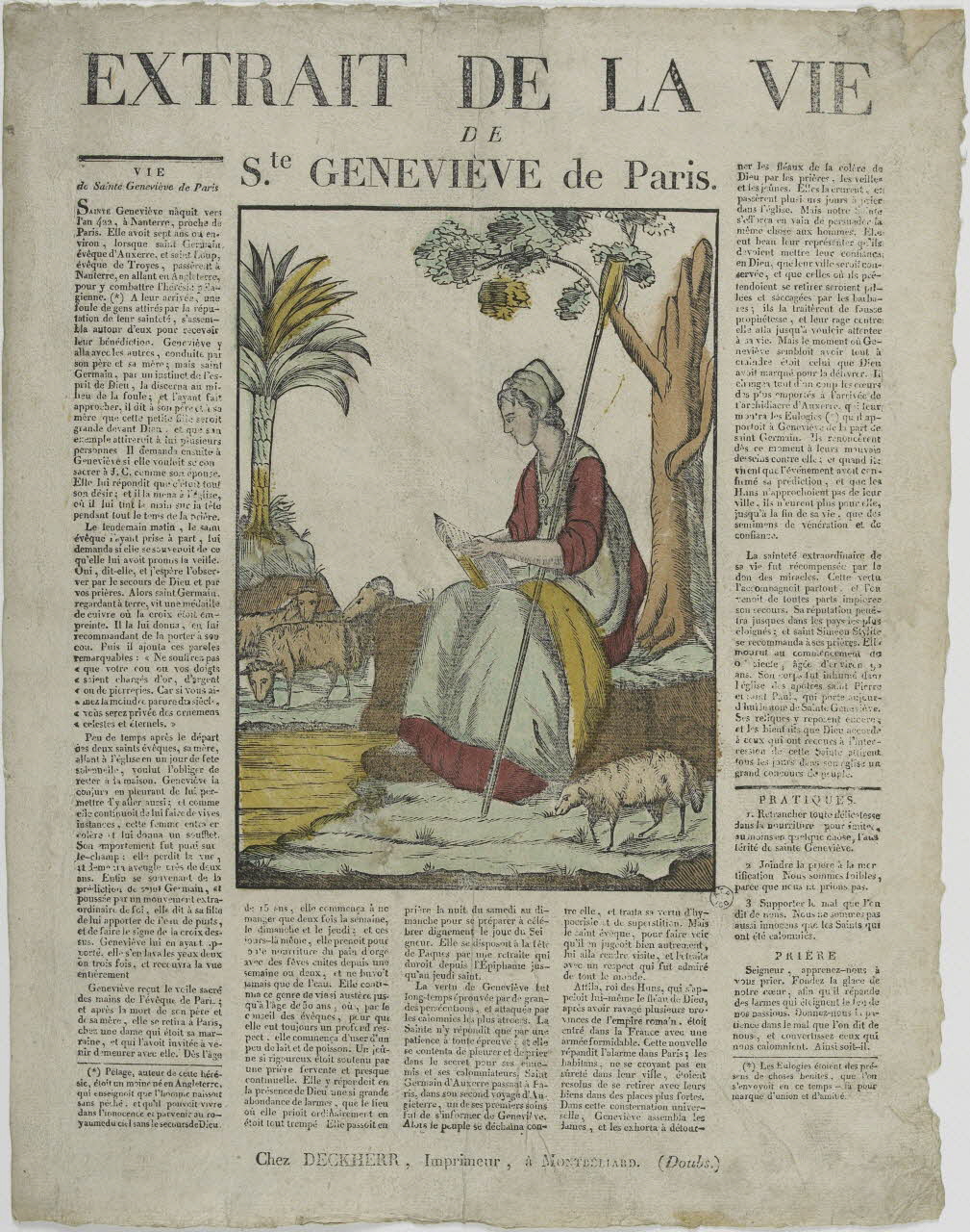 Théophile- Frédéric Deckherr ; Rodolphe Henri Deckherr imagerie ancienne EXTRAIT DE LA VIE  DE  Ste. GENEVIEVE de Paris. Montbéliard 1813-1837 1965.75.690 Photo RMN-Grand Palais (Mucem)