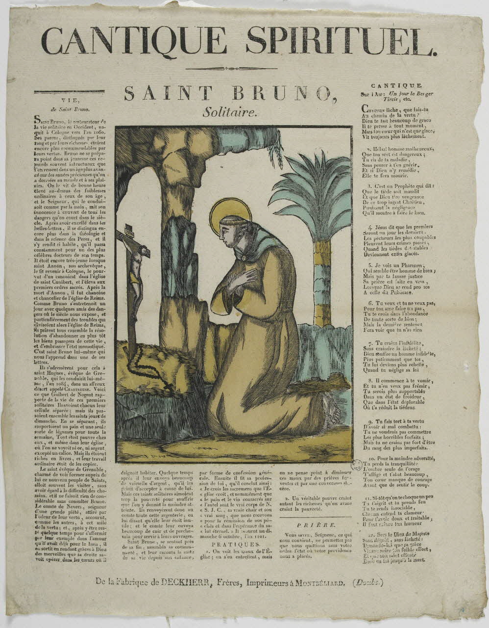 Théophile- Frédéric Deckherr ; Rodolphe Henri Deckherr imagerie ancienne CANTIQUE SPIRITUEL.  SAINT BRUNO,  Solitaire. Montbéliard 1813-1837 1965.75.699 Photo RMN-Grand Palais (Mucem)